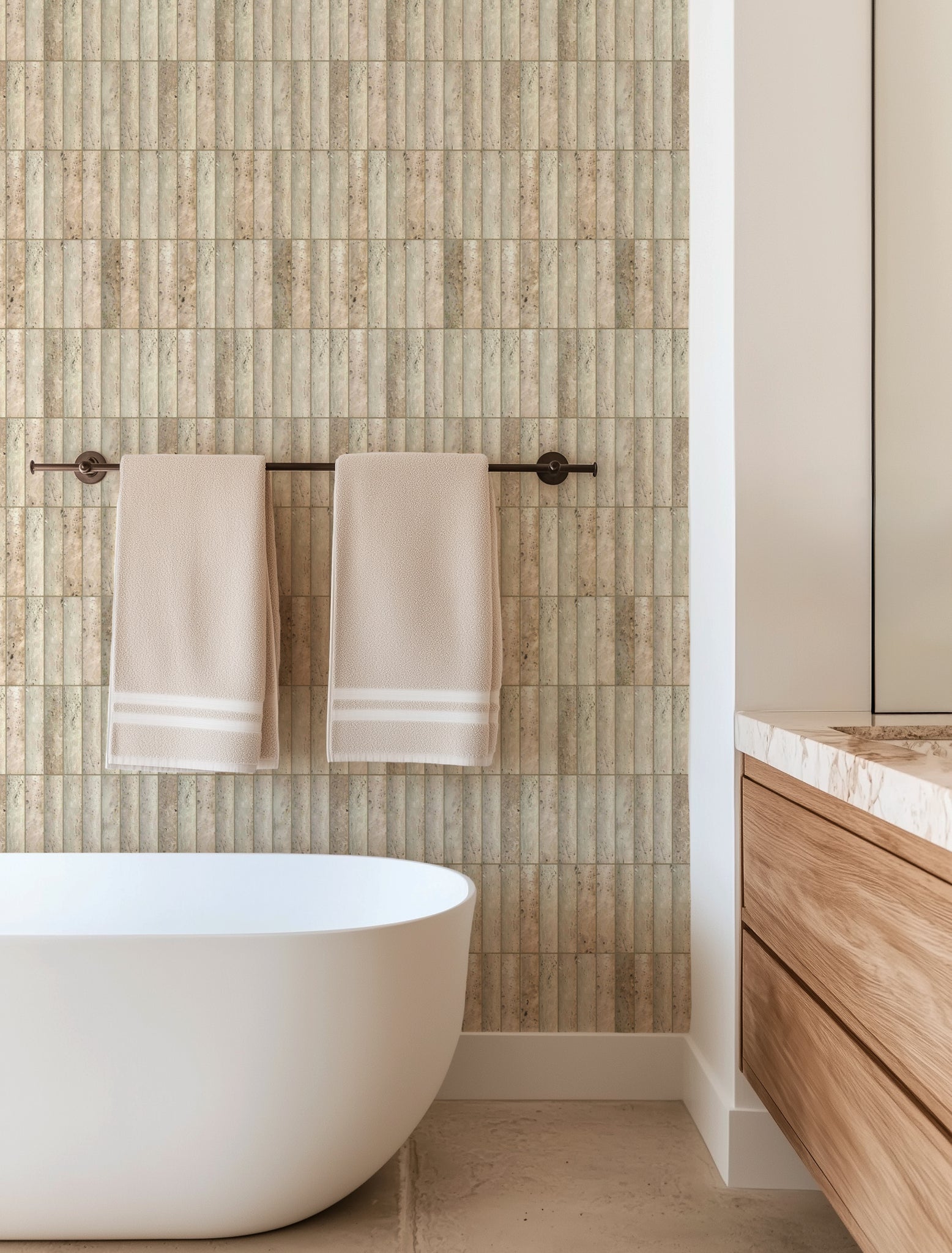 Santal Concave Travertine Mosaic Tile